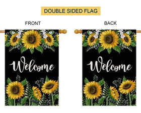 Pingpi double-sided sunflower flag visible from both directions.