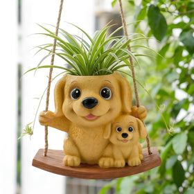Pinkoriart swing dog planter front view ideal for cozy indoor decor.