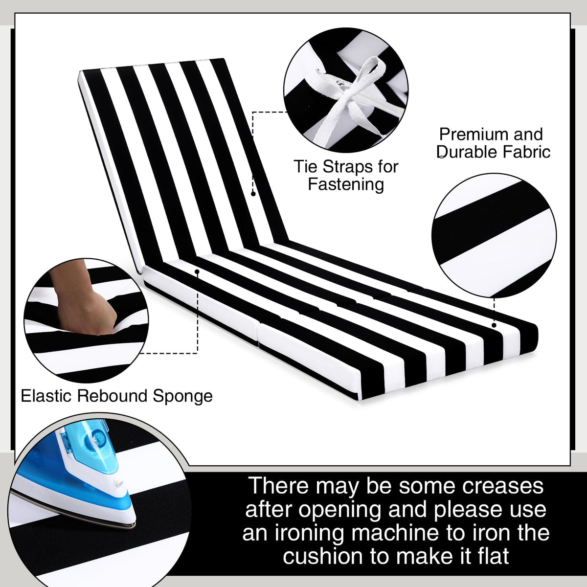 Pinkunn backrest cushion 21x28x3 supports relaxed sunbathing.