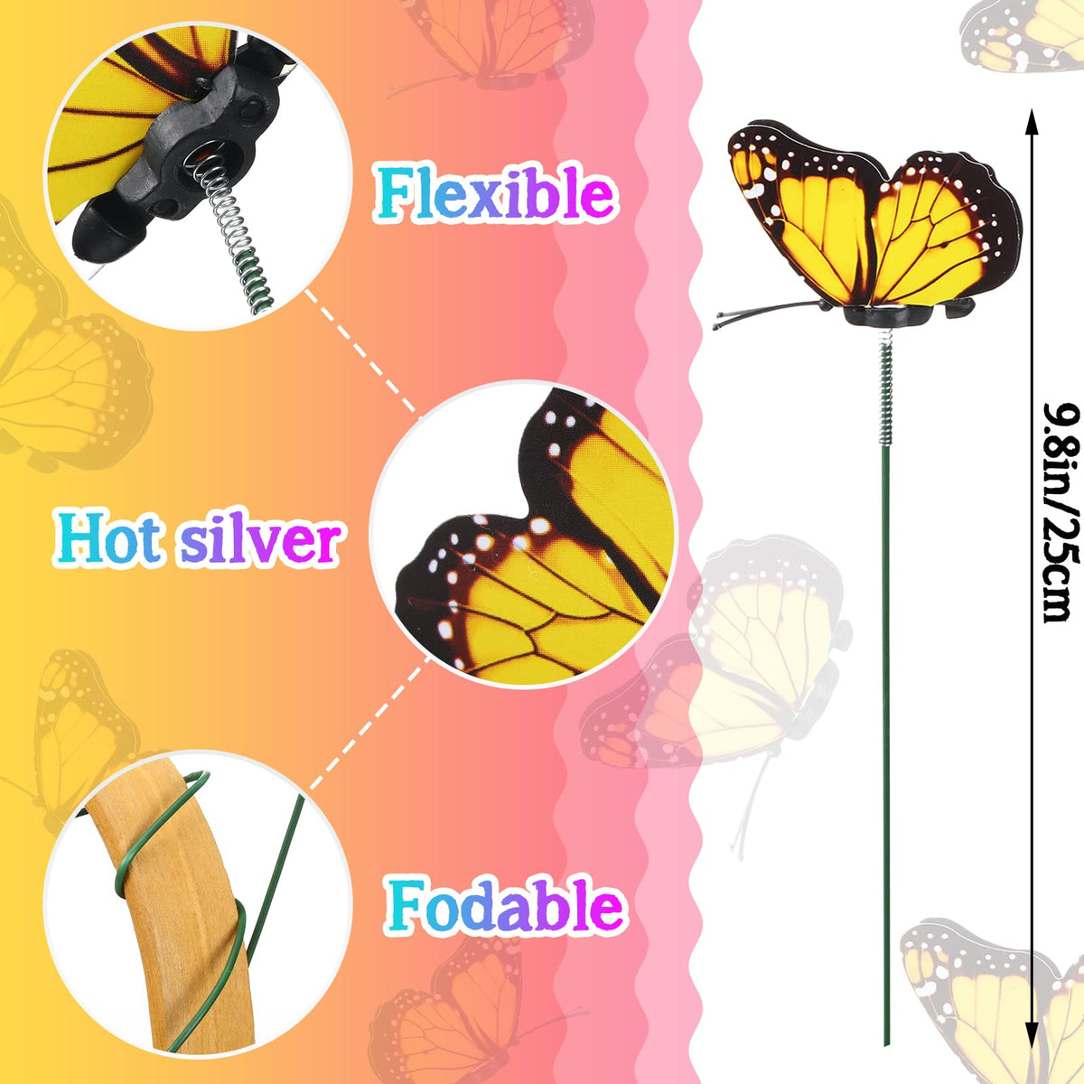 Pinkunn butterfly garden stake enhances color and life in borders.