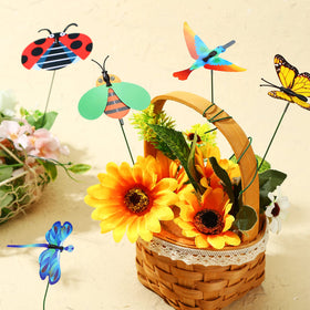 Pinkunn dragonfly garden stake adds whimsy to lawn and patio.