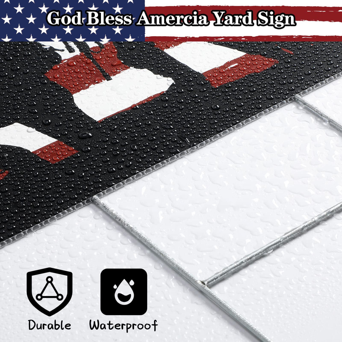 Pinkunn red white blue decor sign brightens Fourth of July garden