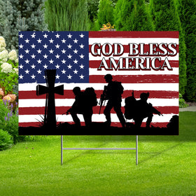 Pinkunn memorial day sign 25x16 with stake for yard display