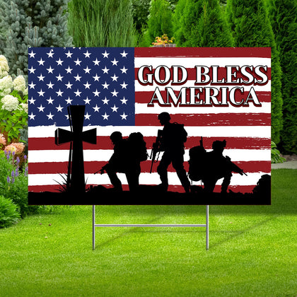 Pinkunn memorial day sign 25x16 with stake for yard display