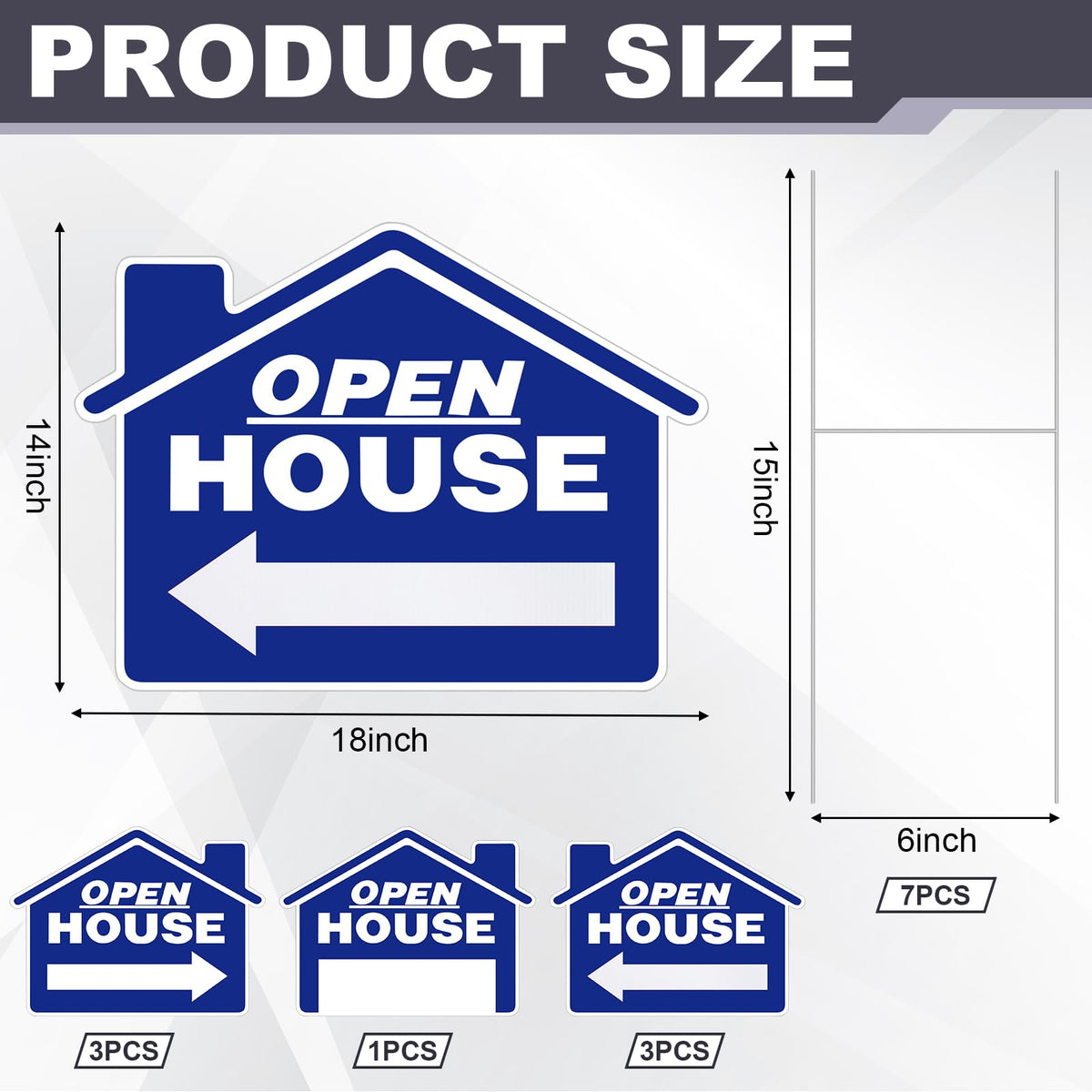 Pinkunn blue open house sign on metal stake for clear yard directions