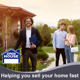 Pinkunn blue open house board that's durable for long outdoor use