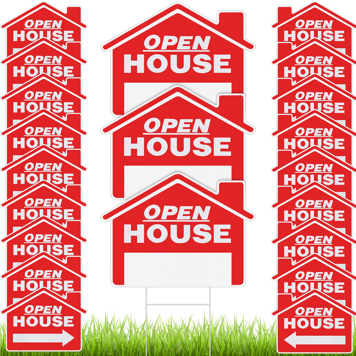 Pinkunn open house signs with red arrows guide buyers to your listing