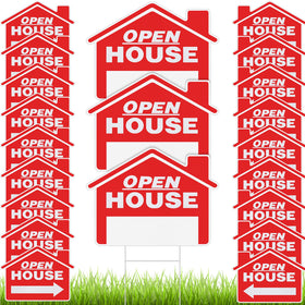 Pinkunn open house signs with red arrows guide buyers to your listing