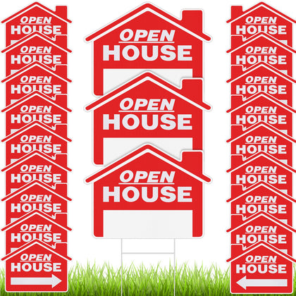 Pinkunn open house signs with red arrows guide buyers to your listing