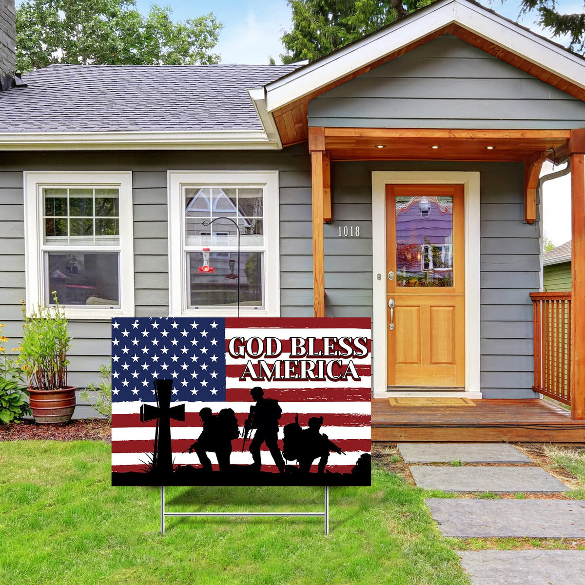Pinkunn weatherproof outdoor patriotic sign for reusable holiday displays