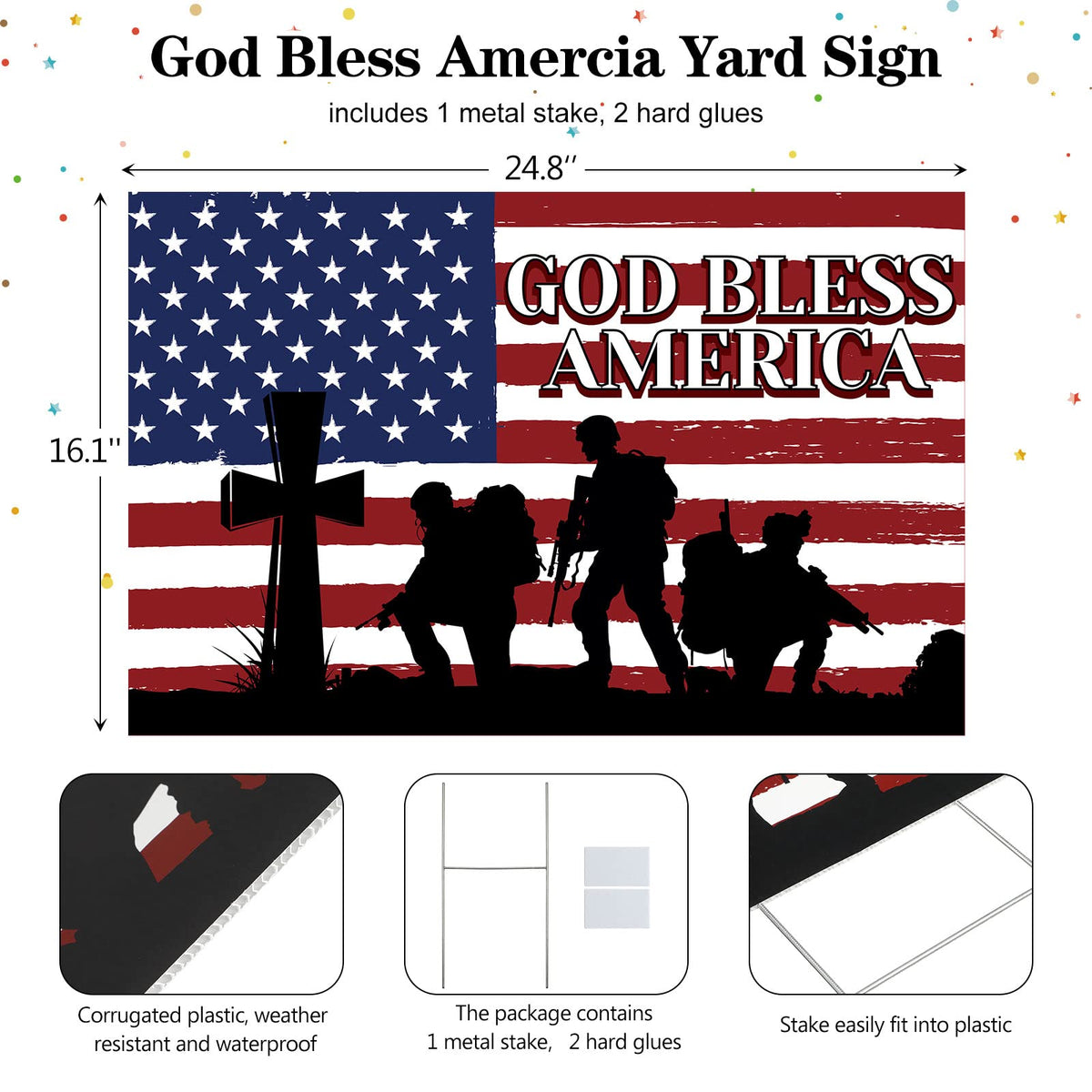 Pinkunn patriotic yard sign with stake enhances curb appeal for Independence Day
