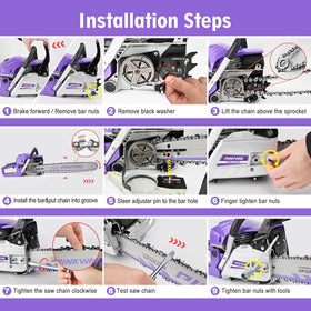 PINKWAY 18-inch and 20-inch chains and bars set for versatile cutting.