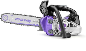Pinkway 2-cycle 26cc chainsaw with a 20-inch bar for efficient wood cutting.