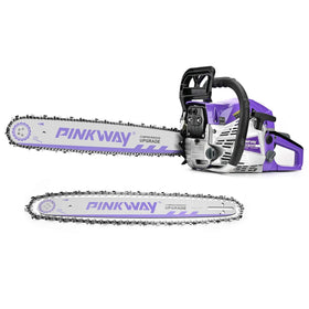 PINKWAY 63cc chainsaw full profile for efficient wood cutting.