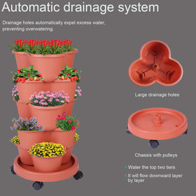 Pinky Family vertical planter displays flowers in staggered layers for vibrant patios.