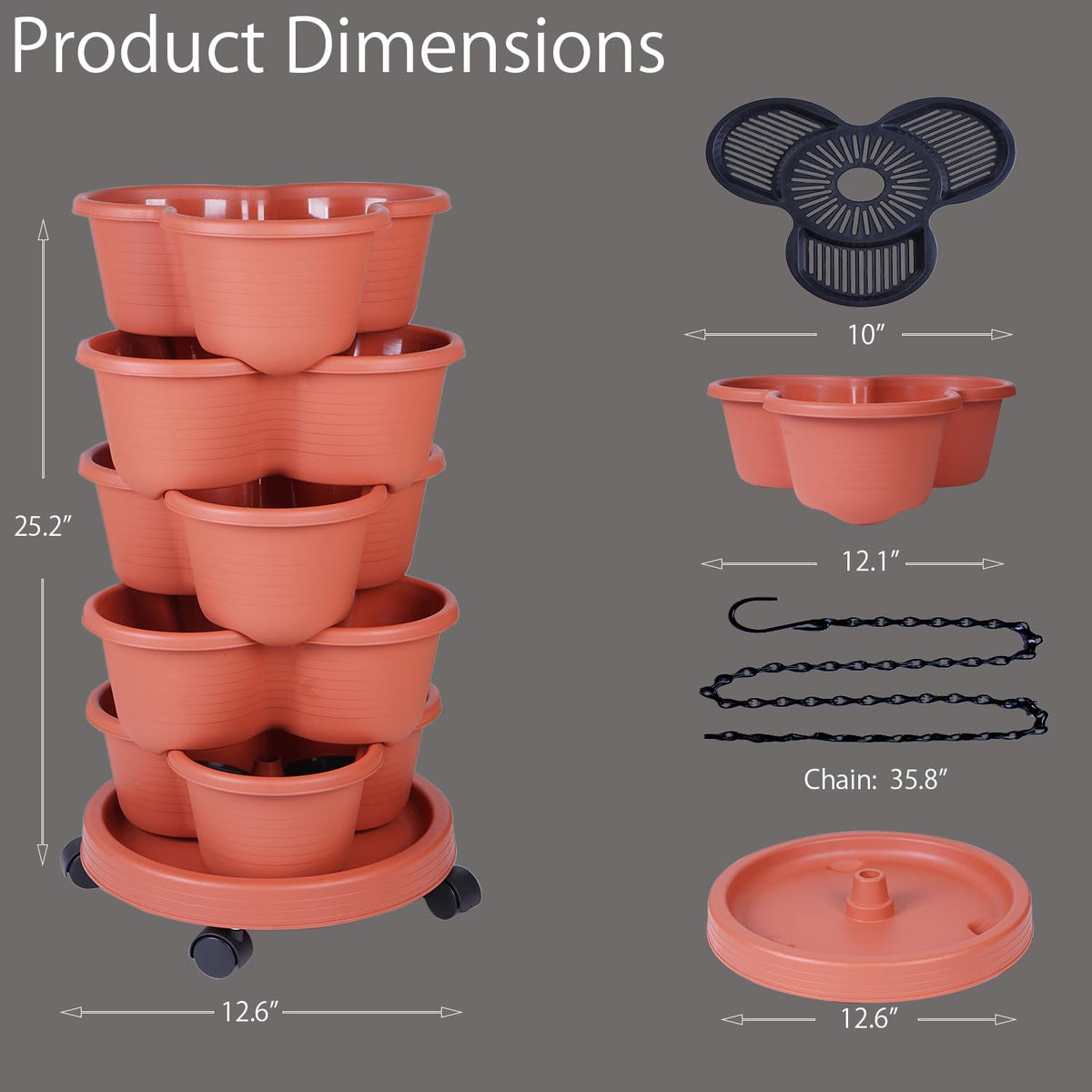 Pinky Family tower supports vegetables with easy access and space-saving design.