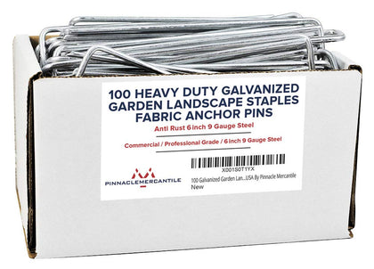 Pinnacle Mercantile galvanized stakes side view for durable landscape fabric anchoring