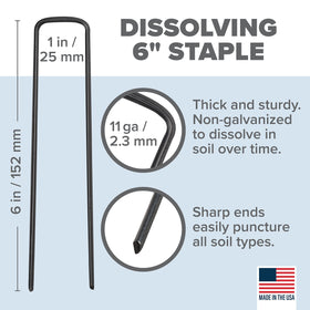 Pinnacle Mercantile 11-gauge steel stakes, 6 inches, close-up for strength.