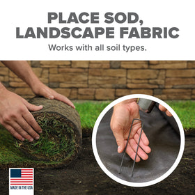 Pinnacle Mercantile garden installation using stakes to secure sod.