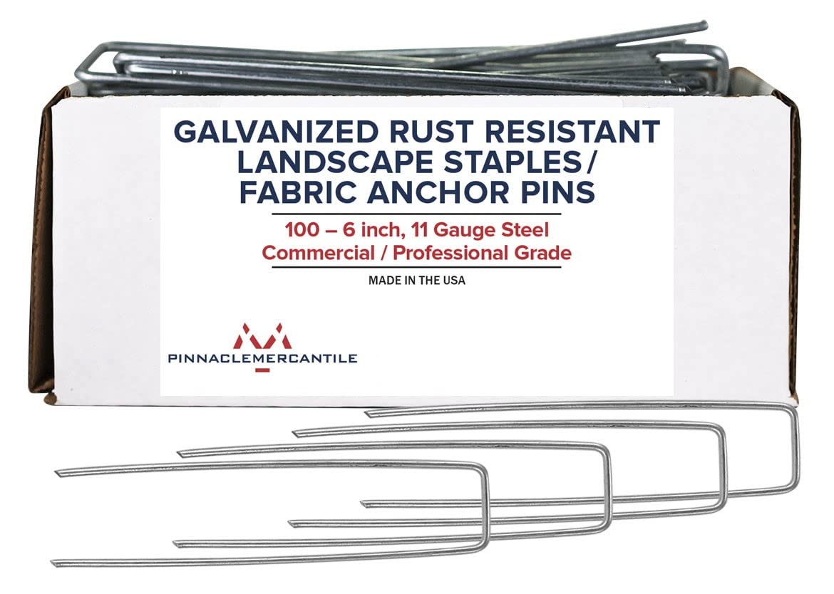 Pinnacle Mercantile USA Made 100-Pack Garden Stakes anchor landscape fabric for longevity