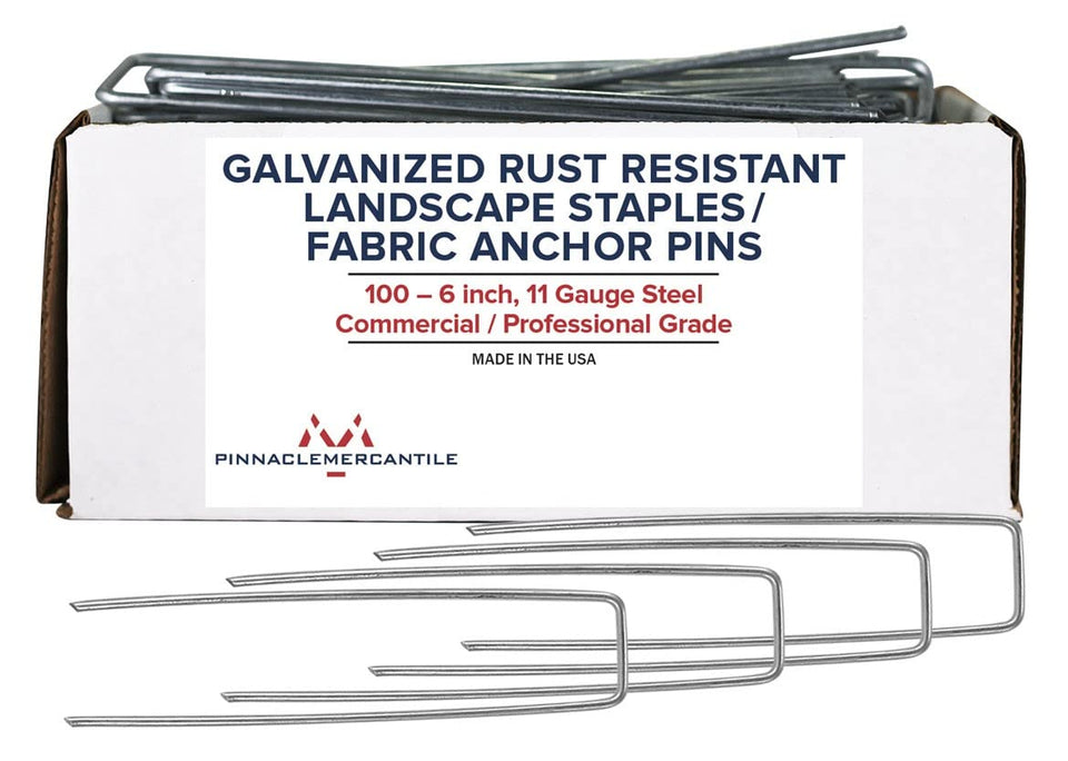 Pinnacle Mercantile USA Made 100-Pack Garden Stakes anchor landscape fabric for longevity