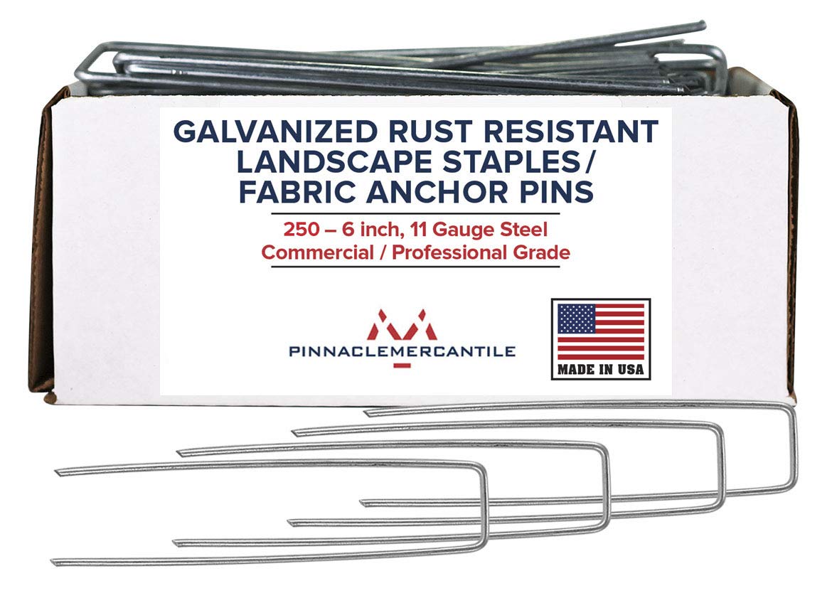 Pinnacle Mercantile USA-made 250-pack garden staples secure landscape projects with durable steel.