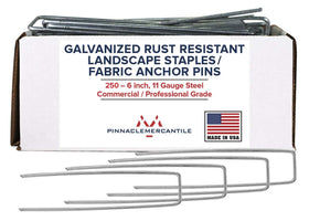 Pinnacle Mercantile USA-made 250-pack garden staples secure landscape projects with durable steel.