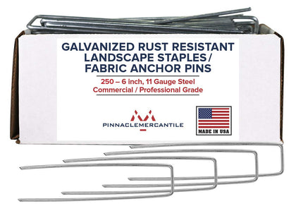 Pinnacle Mercantile USA-made 250-pack garden staples secure landscape projects with durable steel.