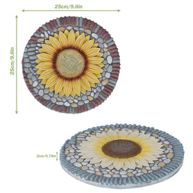 PINPON sunflower stepping stone border of pebbles adds playful color to garden walkways
