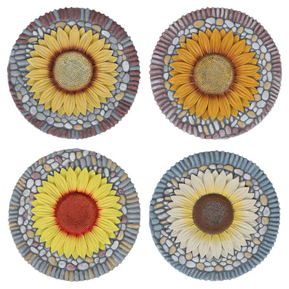 PINPON sunflower stepping stone center with colorful border enhances outdoor paths