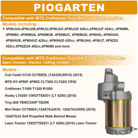 Piogarten starter compatible models cover MTD, Craftsman, Yard Man and more