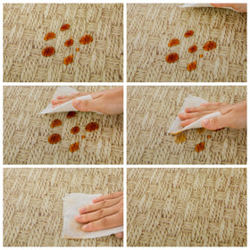 Flannel backing on Pioggia tablecloth cushions the surface and reduces slipping.
