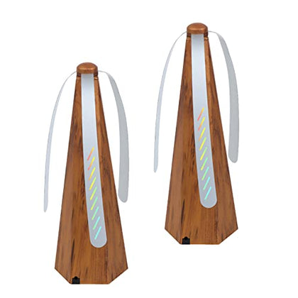 PIAOPIAONIU two-pack wood-grain fly fans for outdoor dining and tables.