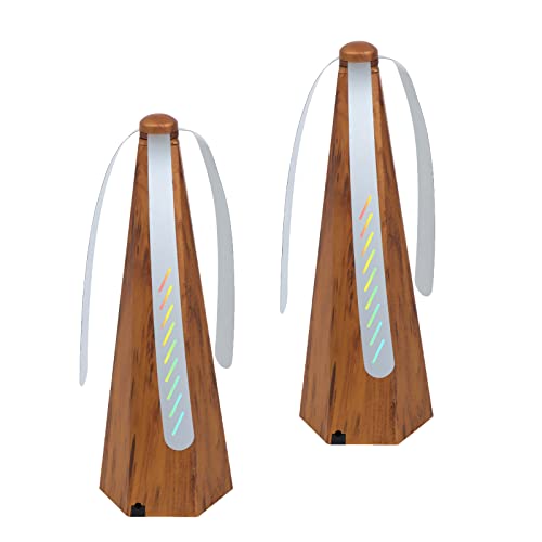 PIAOPIAONIU two-pack wood-grain fly fans for outdoor dining and tables.