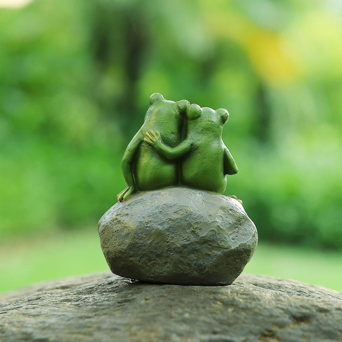 Pipilily charming frog pair on stone brightens garden paths.