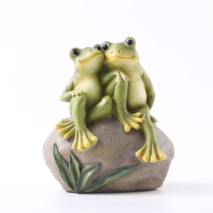 Pipilily resin frog garden statue perched on rock adds whimsical charm.