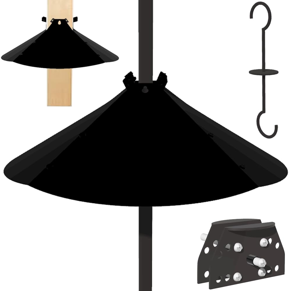 PirateAnt 19-inch squirrel baffle front view deters climbers and shields bird feed.