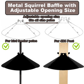 PirateAnt adjustable-opening diagram shows customizable fit for various posts and poles.