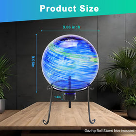 PIREKZUNT blue-green glass ball reflects sunlight for a captivating yard focal point.