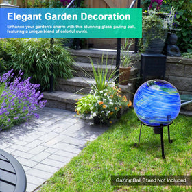 PIREKZUNT glass gazing ball adds modern flair to patios and lawns.