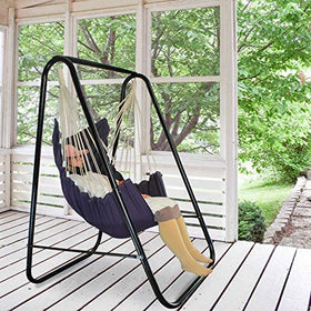 PIRNY hammock chair stand assembly process highlights simple, tool-free setup