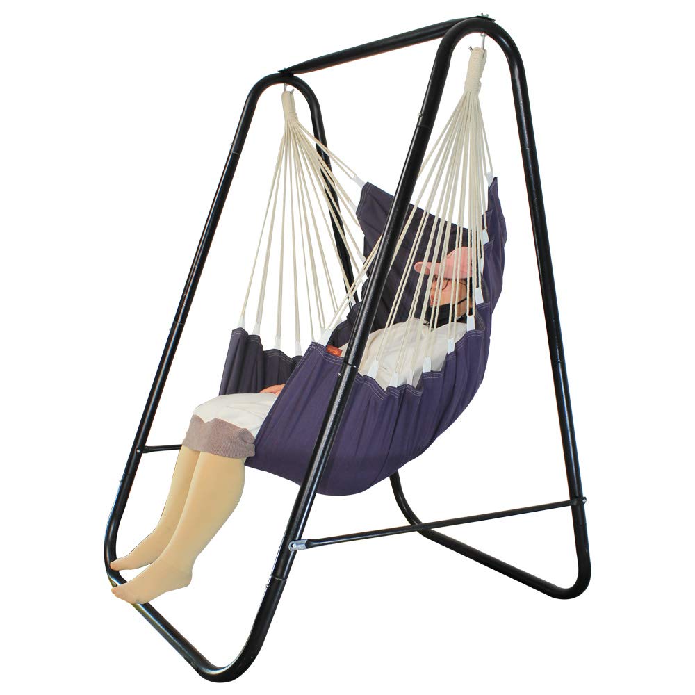 PIRNY hammock chair stand front view shows stable triangular base
