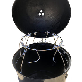 Pit Barrel WSM hanging system on 18-inch Weber Smokey Mountain for increased capacity.