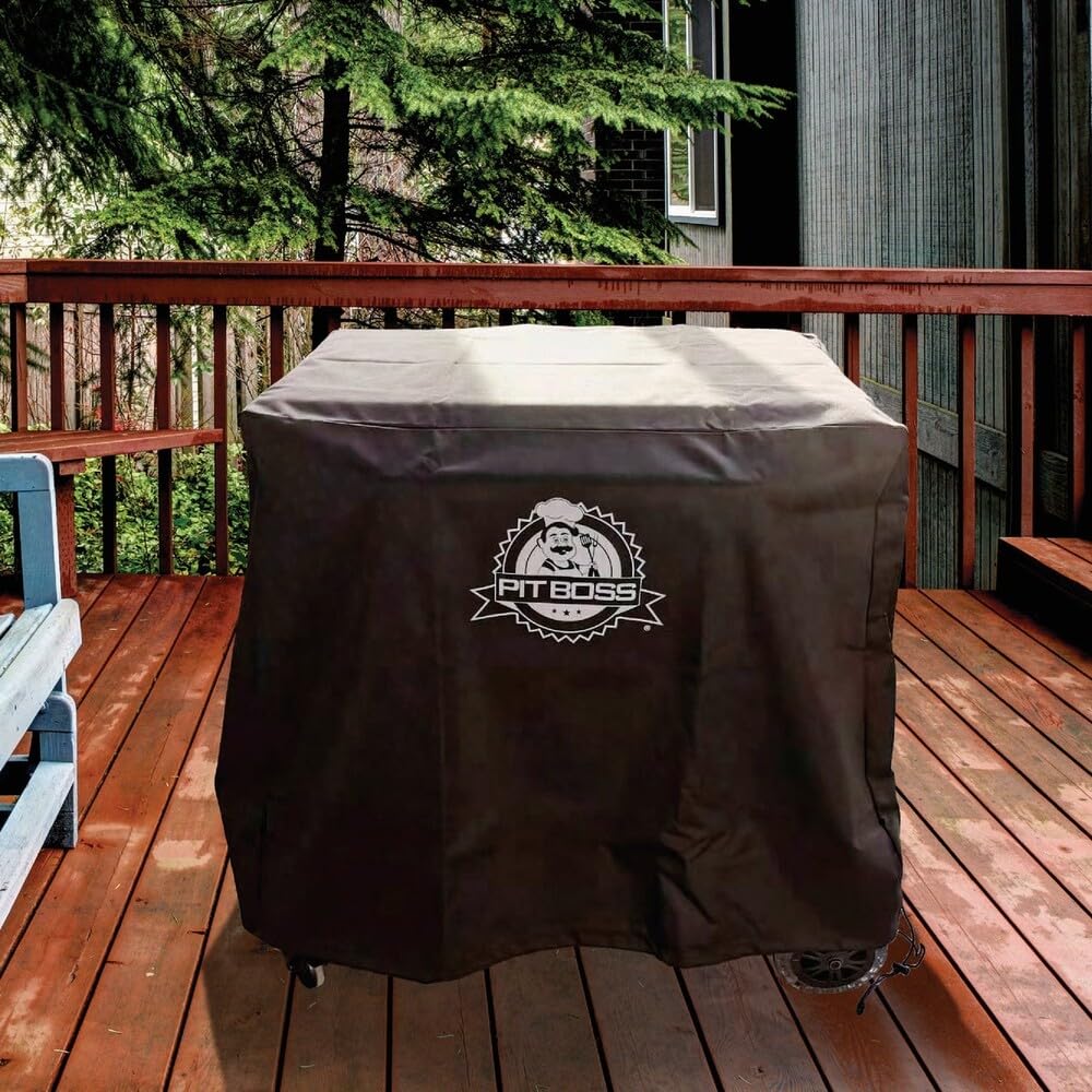 Pit Boss griddle cover with PVC backing guards against moisture and wear.