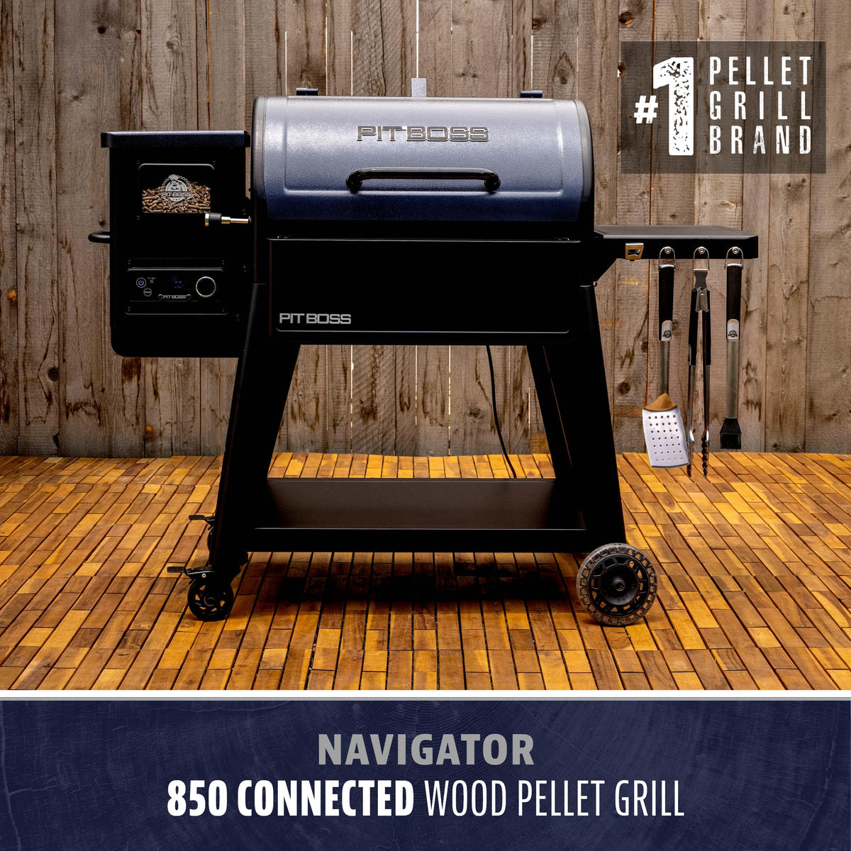 Pit Boss Navigator 850 control panel with Wi‑Fi Bluetooth connectivity