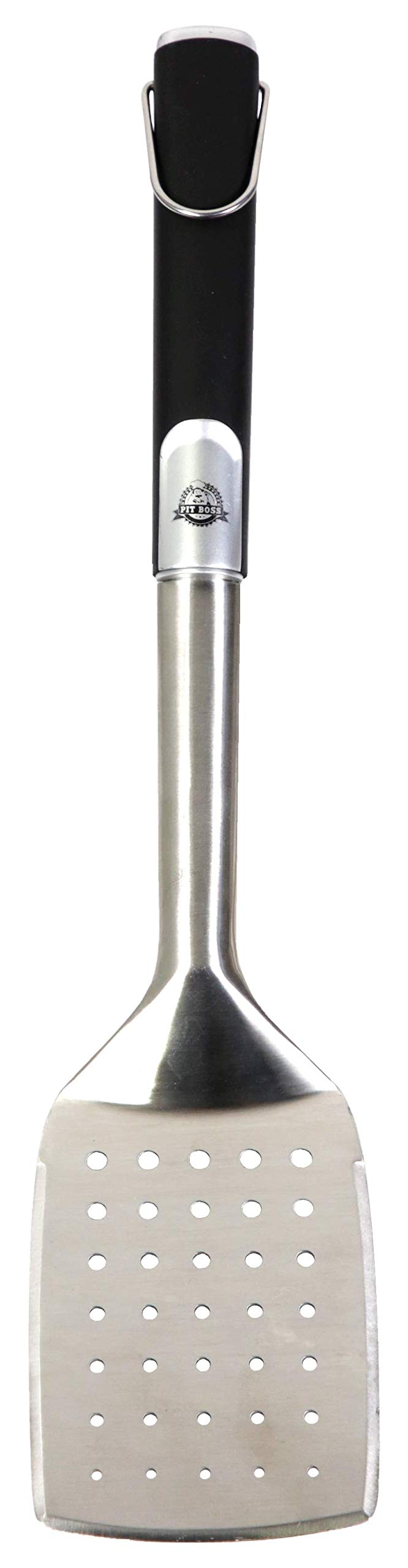 Pit Boss Soft Touch Spatula head close-up, designed for heavy lifting and tenderizing on the grill