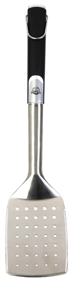 Pit Boss Soft Touch Spatula head close-up, designed for heavy lifting and tenderizing on the grill