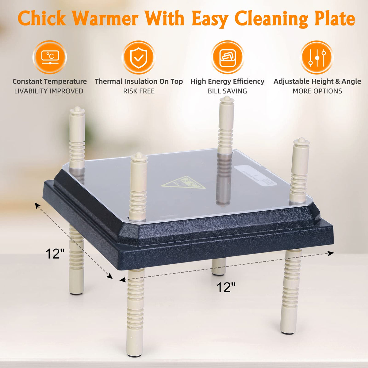 Pitalok detachable-top chick warming plate enables quick cleaning.
