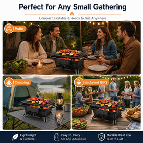 PitInnov hibachi grill powered by charcoal delivers strong heat for searing and grilling.
