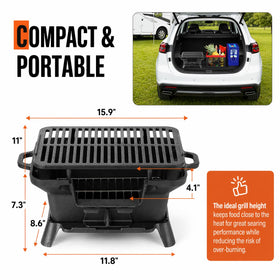 PitInnov hibachi grill with enamel coating for durable, scratch-resistant cooking surface.